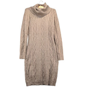 Sincerely Jules Women's Sweater Dress Brown XS Turtle Neck Cable Knit Mini